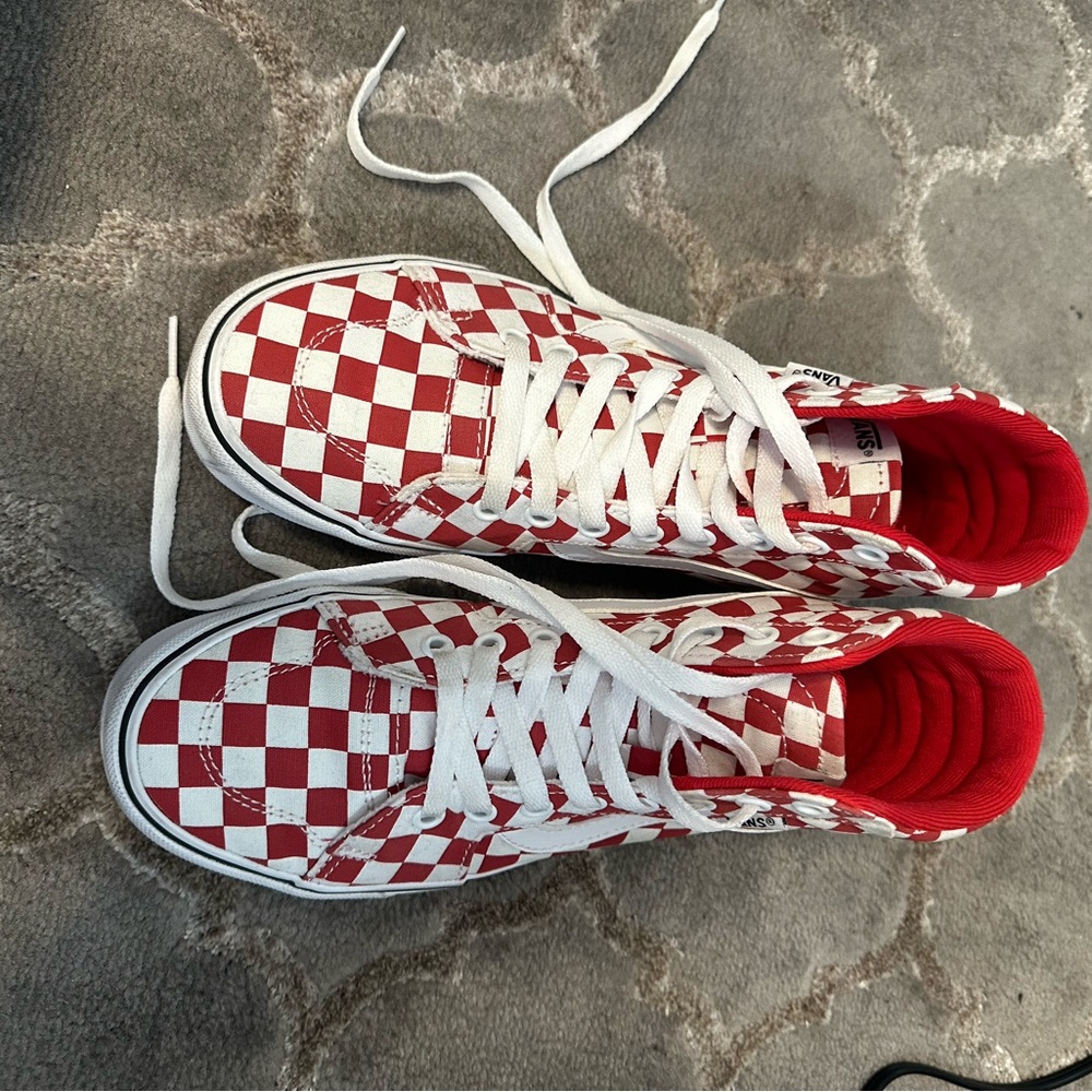 Checkered high tops vans worn once